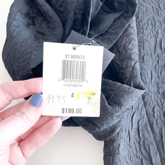 Alfani St. Moritz Womens Blazer Jacket Embellished Floral Brocade Black Size 4 - Picture 7 of 10